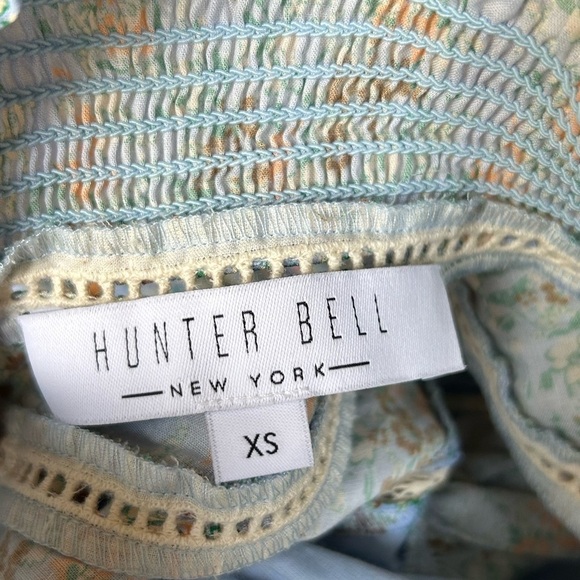 HUNTER BELL Blue Lace Smocked Neck Ryan Dress Ditsy Floral Sz XS - Picture 14 of 16